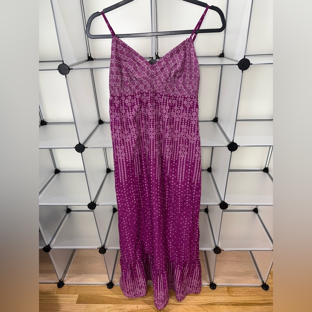 American Eagle Spaghetti Strap Floral Print Purple Maxi Dress Size 6 - Picture 2 of 6